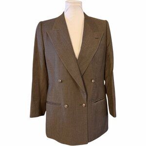Brooks Brothers Double Breasted Wool Micro Houndstooth Check Blazer Women’s 10